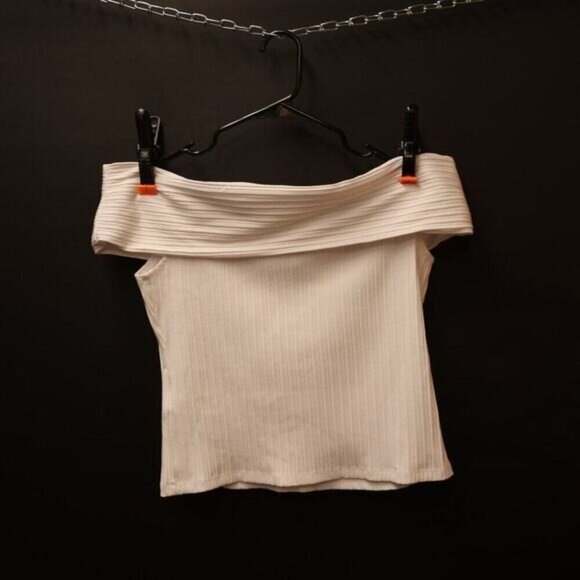 -Madewell NWT Womens Ribbed Off-the-Shoulder Top in Pristine White Size L - Picture 11 of 14